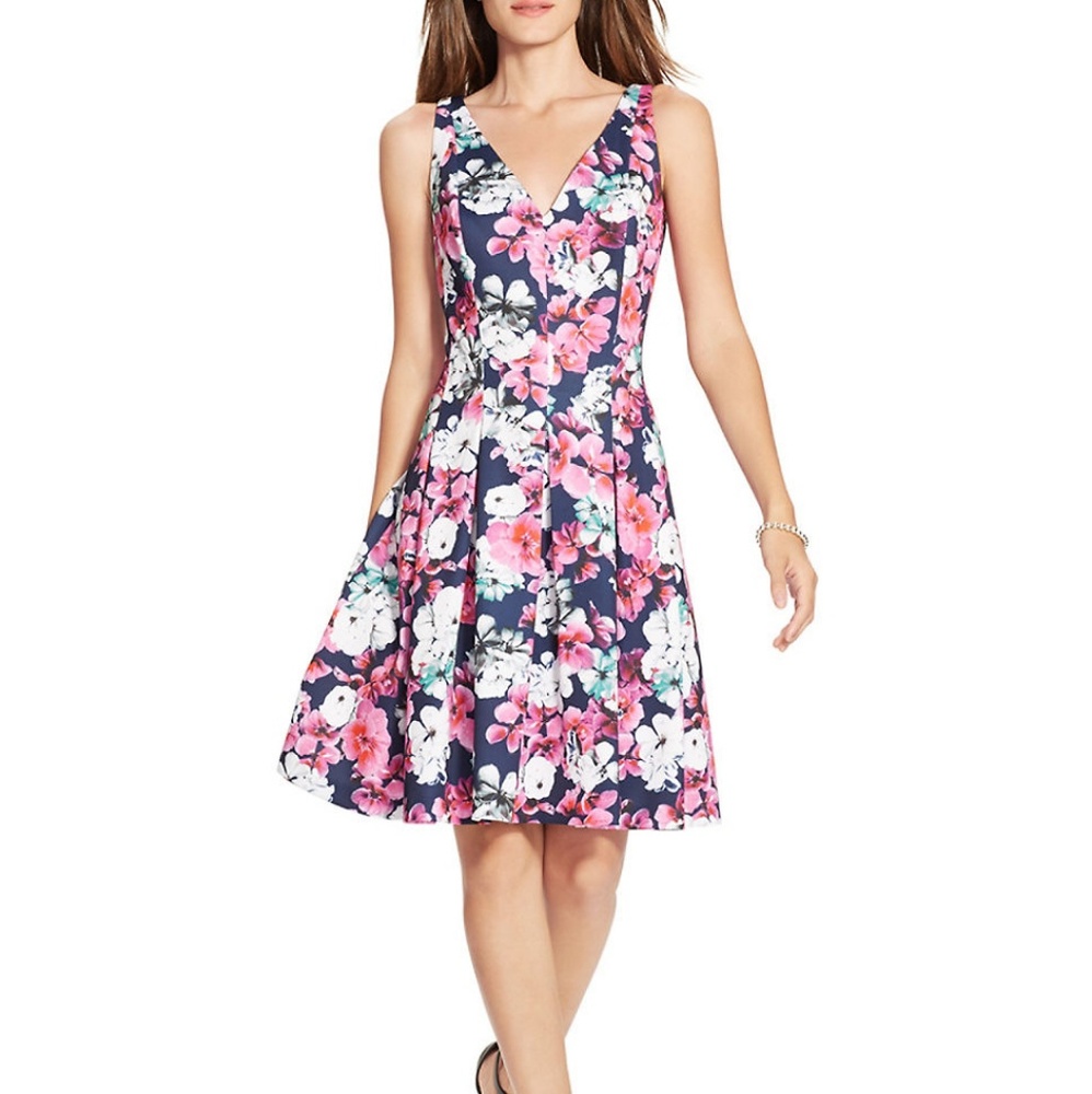 Ralph lauren floral print v neck and back dress